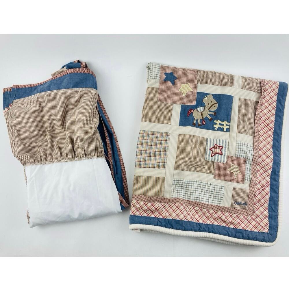 Oshkosh Baby Blanket Throw Tapestry Bedskirt Horse Western Shoe Stars Americana